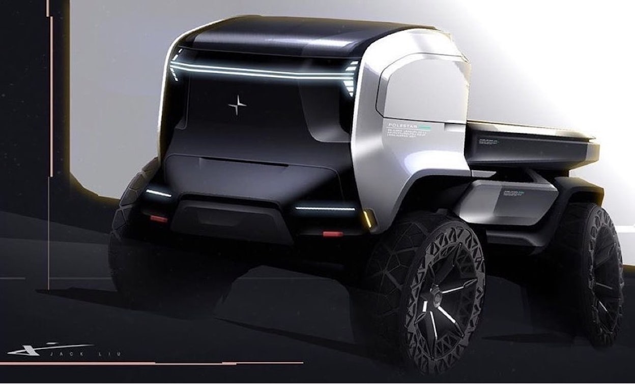 Polestar concept art showing a futuristic truck, from the Polestar design community.