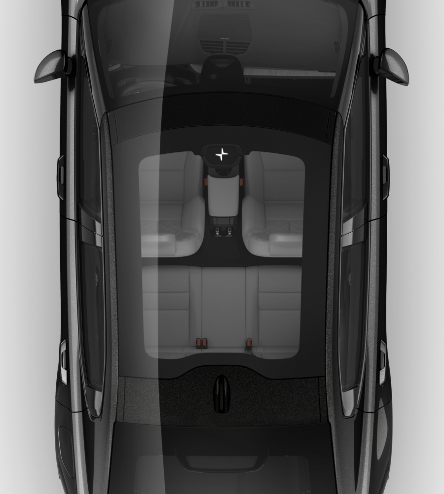 Bird view of the panoramic roof of the Polestar 2