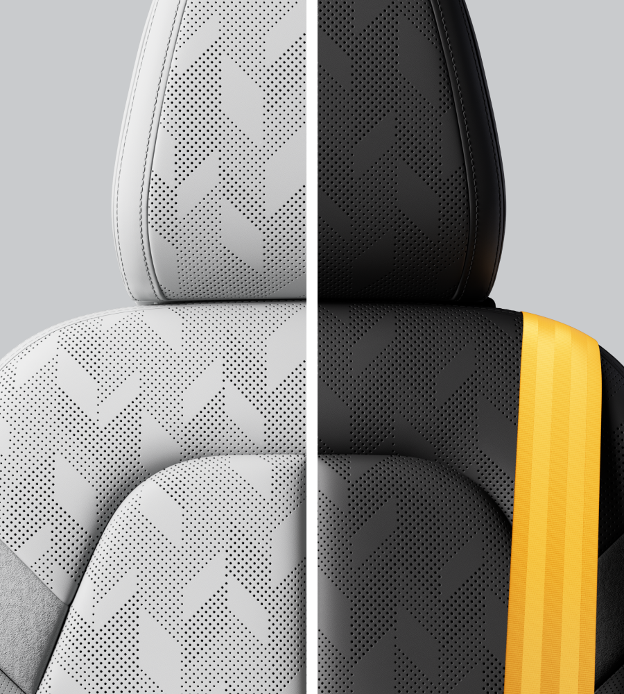 Zinc- or Charcoal-coloured Nappa leather upholstery.