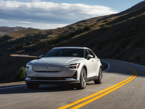 Polestar 2 Model Year 2024 driving on a scenic route in Colorado.
