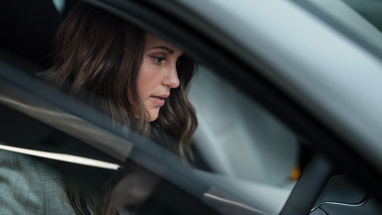 Alicia Vikander in a Polestar car