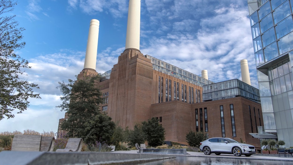 Polestar 2 outside Battersea Power Station in London