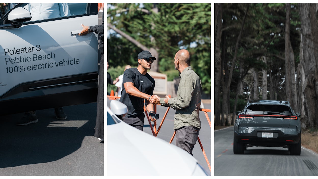 Collage of Polestar 3 test drives at Pebble Beach