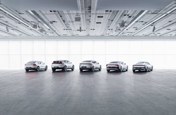 Full line up of Polestar cars in large room