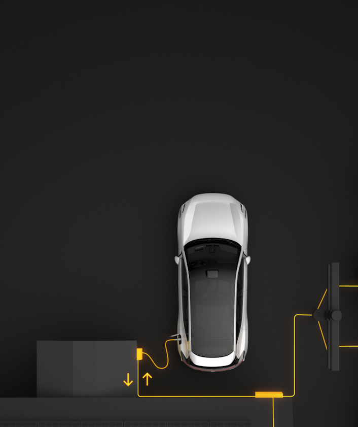 Polestar 3 seen from above showing bi-directional charging set-up