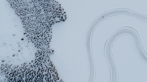 Two corners of the Jokkmokk ice track seen from above