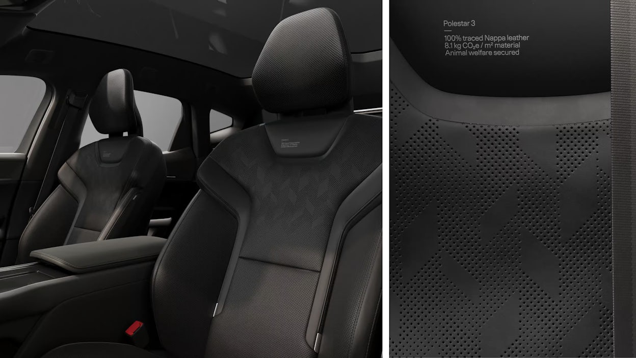 Animal welfare Nappa leather upholstery in Charcoal in Polestar 3