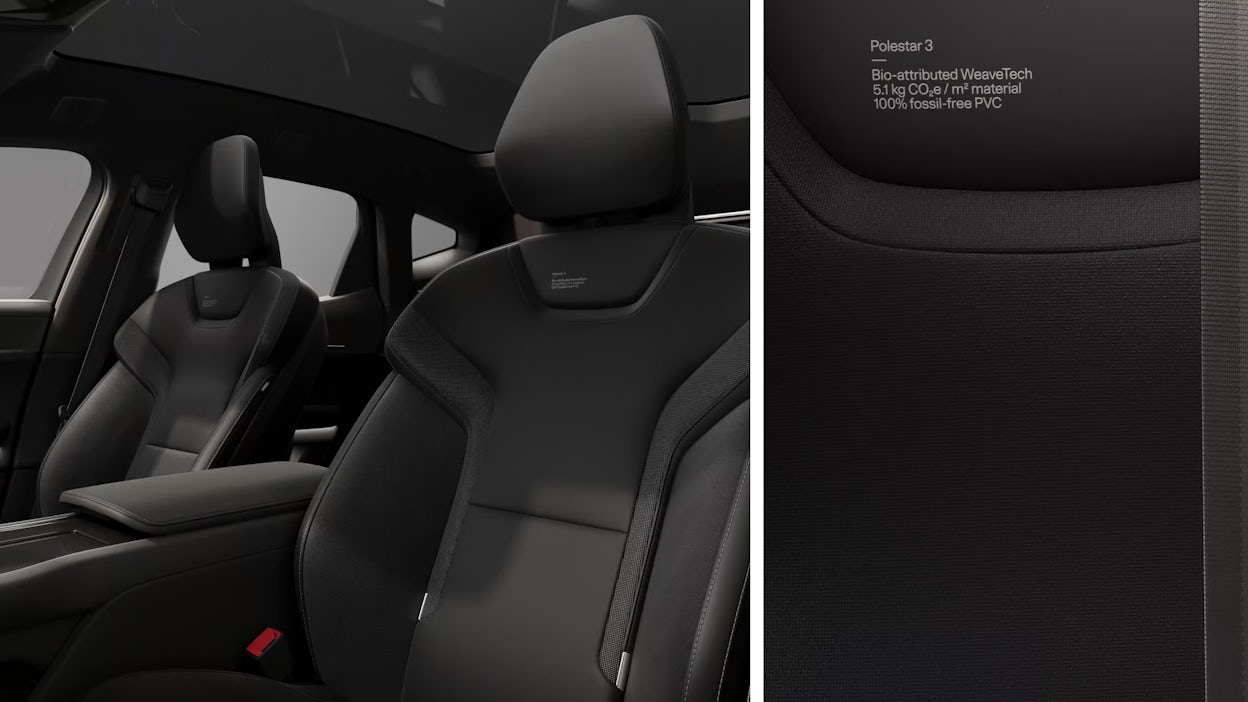 Bio-attributed WeaveTech upholstery in Polestar 3