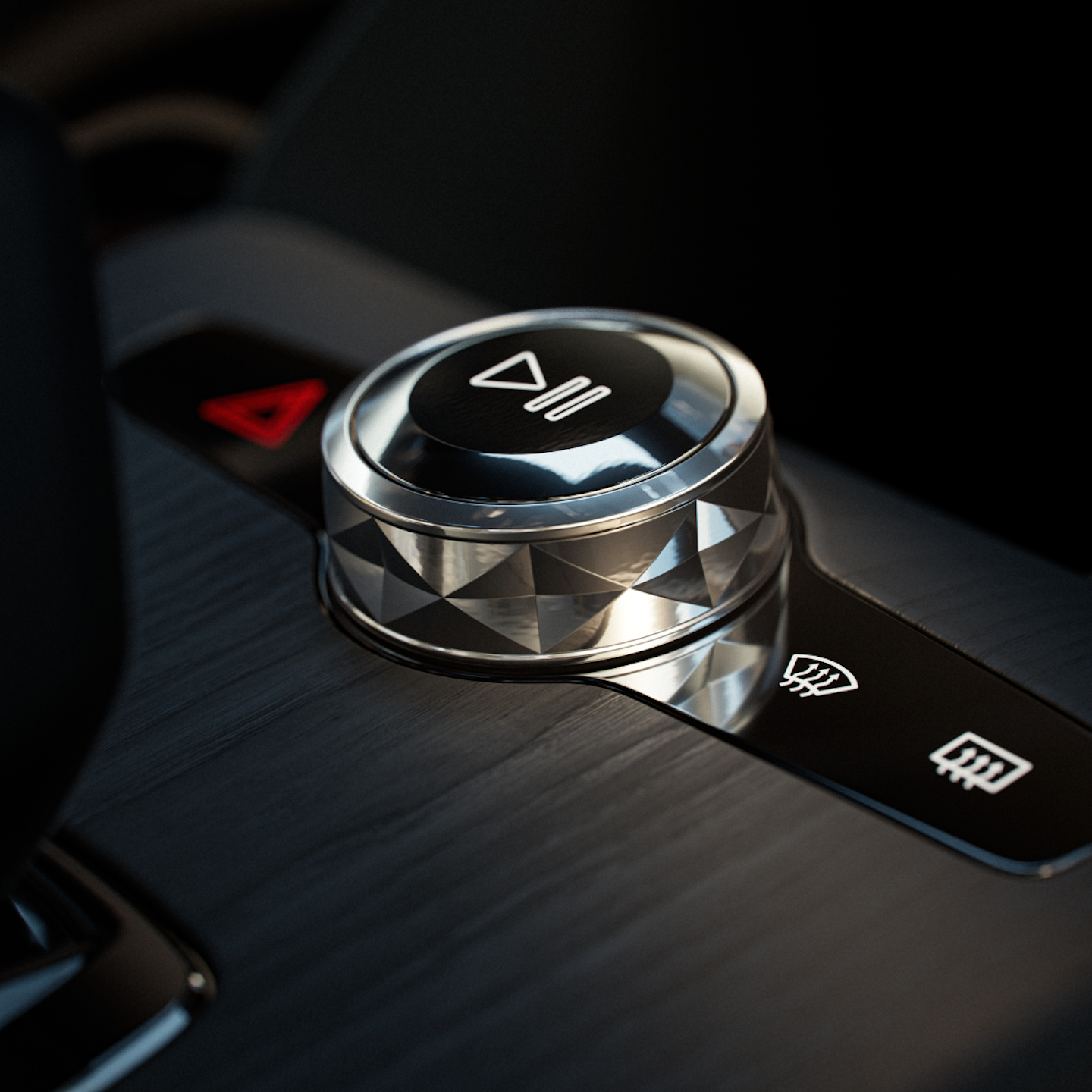 Play and pause button in the Polestar 2
